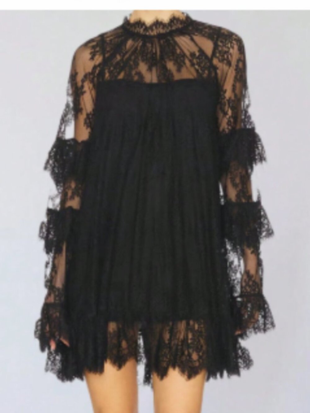 NWOT Black Lace Overlay Dress Tunic Large